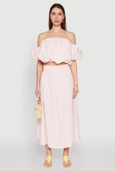 Womens Haute Monde High Waist Midi Skirt, Pink, Size L