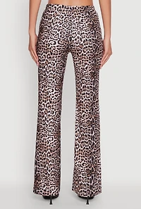 Womens Haute Monde Jaguar Print Flared Pants, Brown, Size L