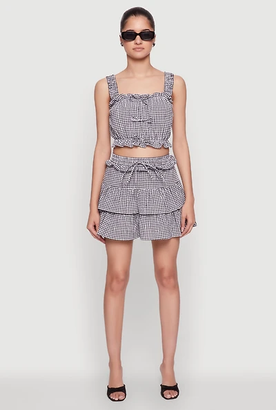 Womens Iris Gingham Print Ruffle Tiered Skirt, Multi, Size S