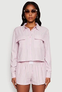 Iris Classic Fit Textured Knit Shirt with Flap Pocket