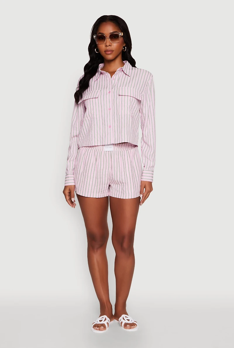 Iris Classic Fit Textured Knit Shirt with Flap Pocket