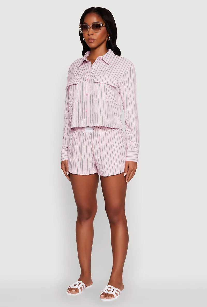 Iris Classic Fit Textured Knit Shirt with Flap Pocket