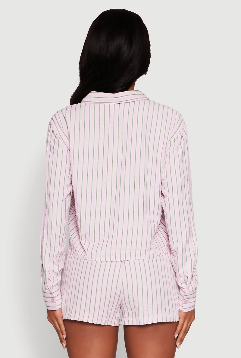 Iris Classic Fit Textured Knit Shirt with Flap Pocket