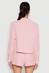 Womens Iris Classic Fit Textured Knit Shirt with Flap Pocket, Pink, Size M