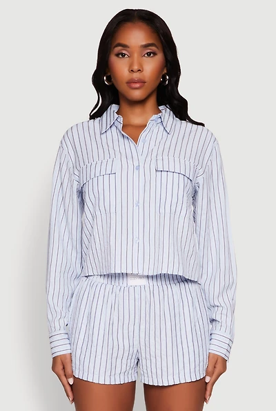 Womens Iris Classic Fit Textured Knit Shirt with Flap Pocket, L