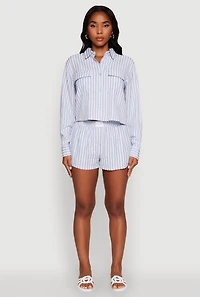 Womens Iris Classic Fit Textured Knit Shirt with Flap Pocket, L