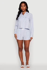Womens Iris Classic Fit Textured Knit Shirt with Flap Pocket, L