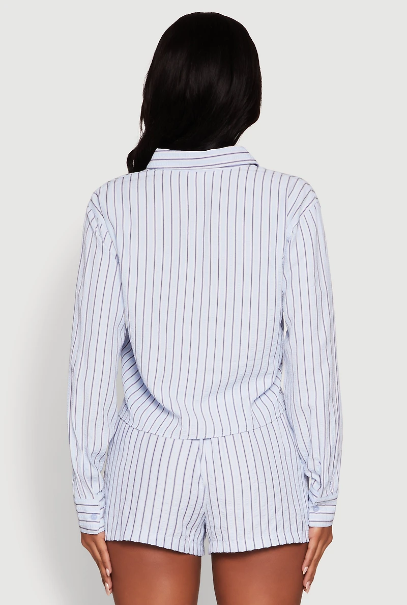 Womens Iris Classic Fit Textured Knit Shirt with Flap Pocket, S