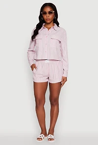 Womens Iris Cozy Vibes Textured Knit Shorts with Pockets, Pink, Size S