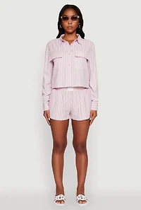 Womens Iris Cozy Vibes Textured Knit Shorts with Pockets, Pink, Size S