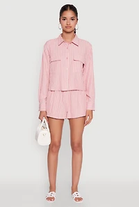 Womens Iris Cozy Vibes Textured Knit Shorts with Pockets, Pink, Size M