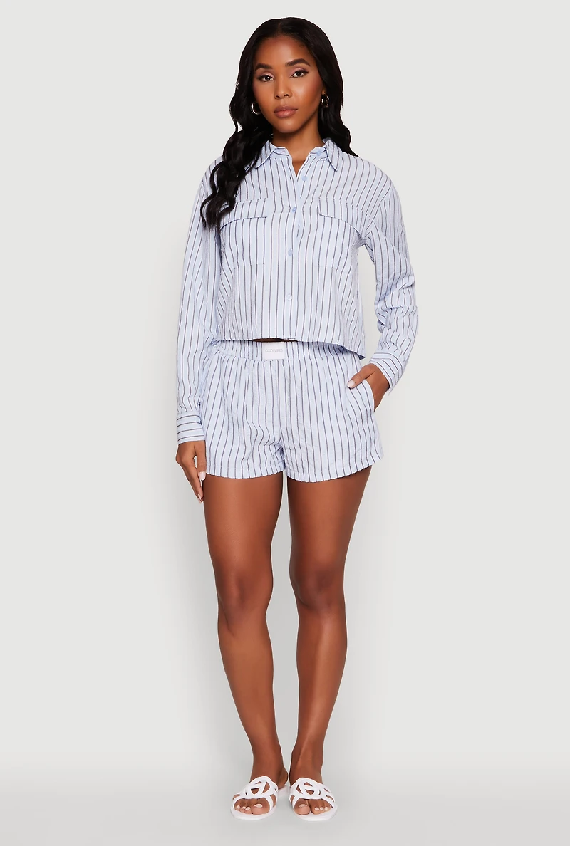 Womens Iris Cozy Vibes Textured Knit Shorts with Pockets, Blue, Size S