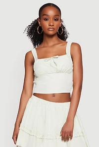 Sleeveless Tie Front Square Neck Crop Top