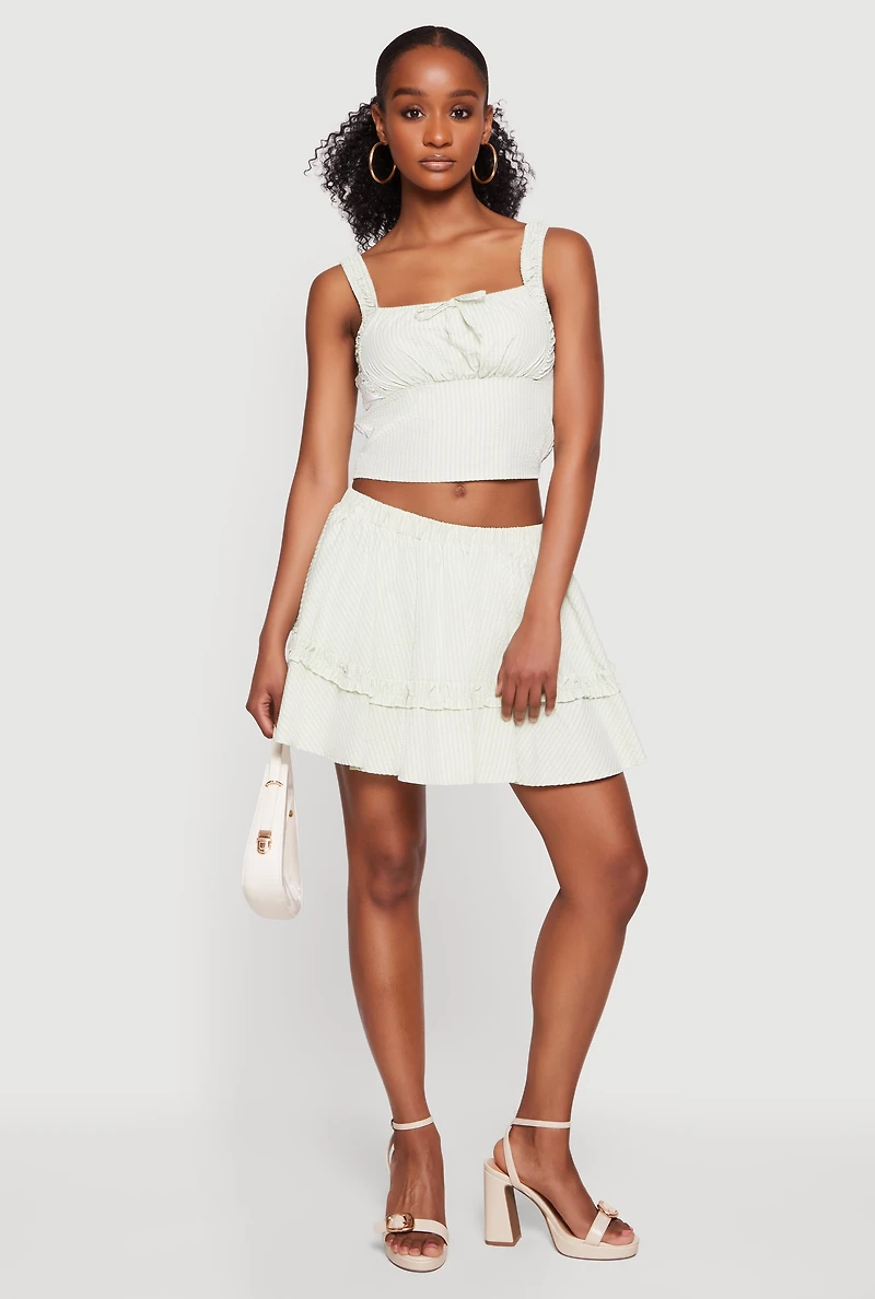 Sleeveless Tie Front Square Neck Crop Top