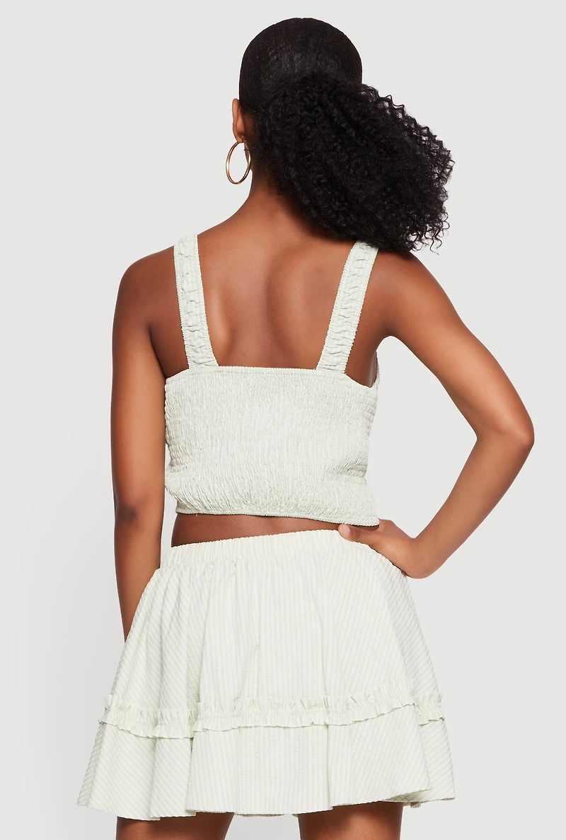 Sleeveless Tie Front Square Neck Crop Top
