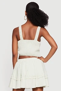 Sleeveless Tie Front Square Neck Crop Top