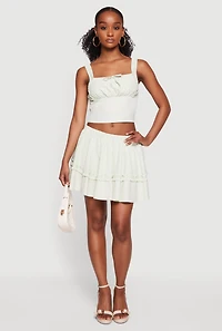 Mid Rise Ruffle Detail Mini Skirt