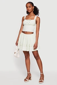 Mid Rise Ruffle Detail Mini Skirt