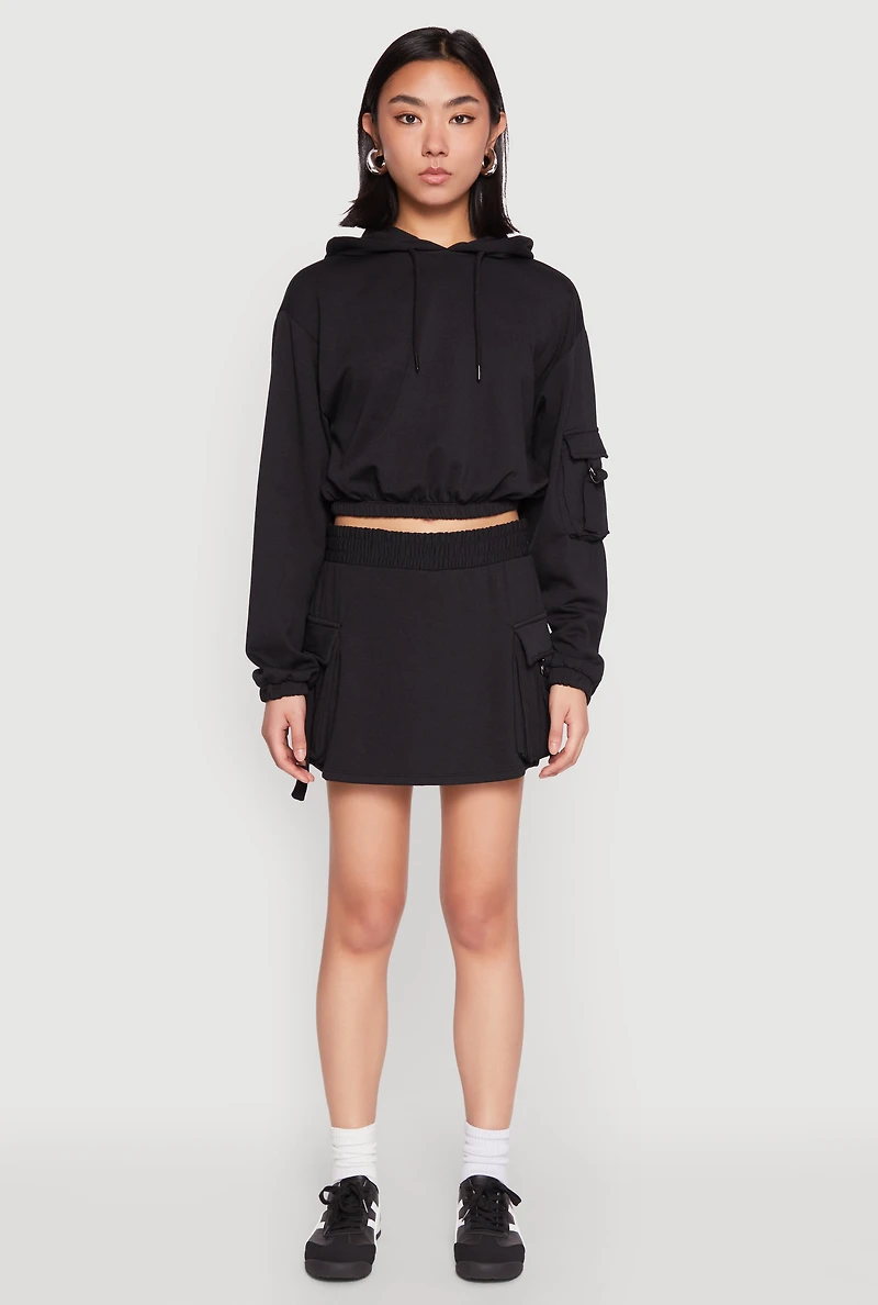 Womens Iris Fleece Cargo Skort, Black, Size S