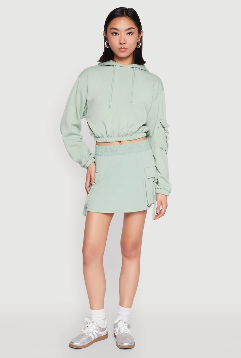 Womens Iris Fleece Cargo Skort, Green, Size S