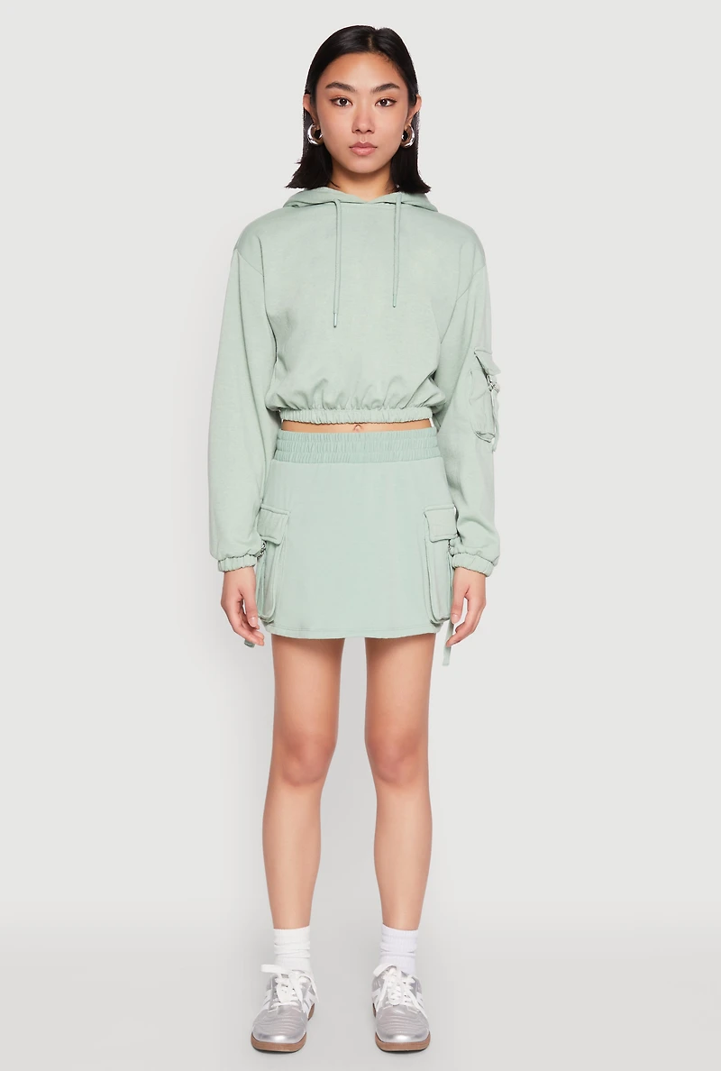 Womens Iris Fleece Cargo Skort, Green, Size S