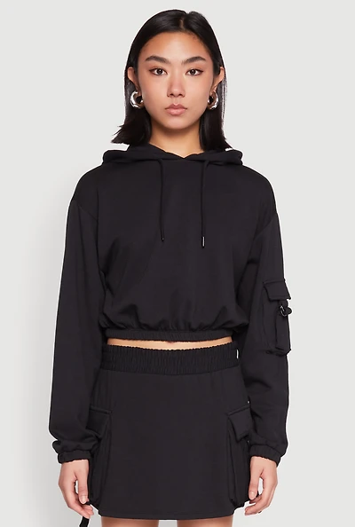 Iris Fleece Cargo Pocket Pullover Hoodie