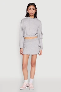 Womens Iris Fleece Cargo Pocket Pullover Hoodie, Grey, Size L