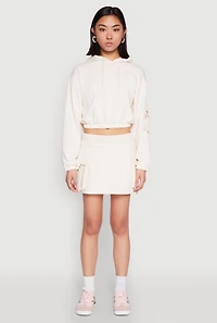 Womens Iris Fleece Cargo Pocket Pullover Hoodie, White, Size S