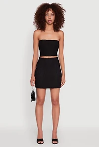 Womens Haute Monde Patterned Mesh Cropped Tube Top, L