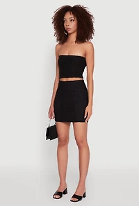 Womens Haute Monde Patterned Mesh Cropped Tube Top, L