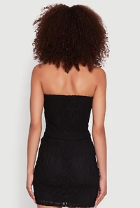Womens Haute Monde Patterned Mesh Cropped Tube Top, L