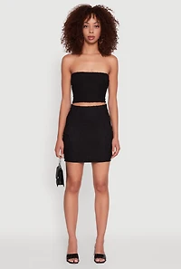 Womens Haute Monde High Waisted Mesh Pencil Skirt, Black, Size L