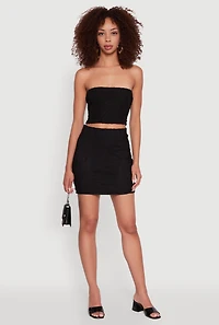 Womens Haute Monde High Waisted Mesh Pencil Skirt, Black, Size M