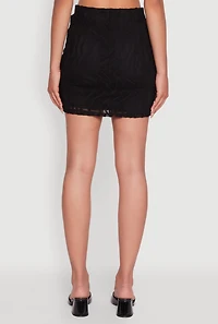 Womens Haute Monde High Waisted Mesh Pencil Skirt, Black, Size L