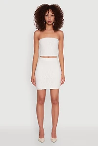 Womens Haute Monde High Waisted Mesh Pencil Skirt, White, Size S