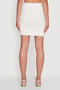 Womens Haute Monde High Waisted Mesh Pencil Skirt, White, Size S