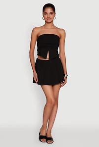 Womens Haute Monde Trendy Pinstripe Strapless Crop Top, Black, Size M