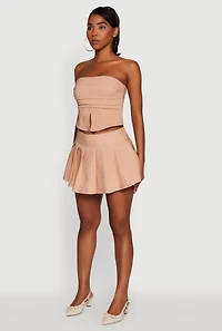 Womens Haute Monde Trendy Pinstripe Strapless Crop Top, Beige, Size M