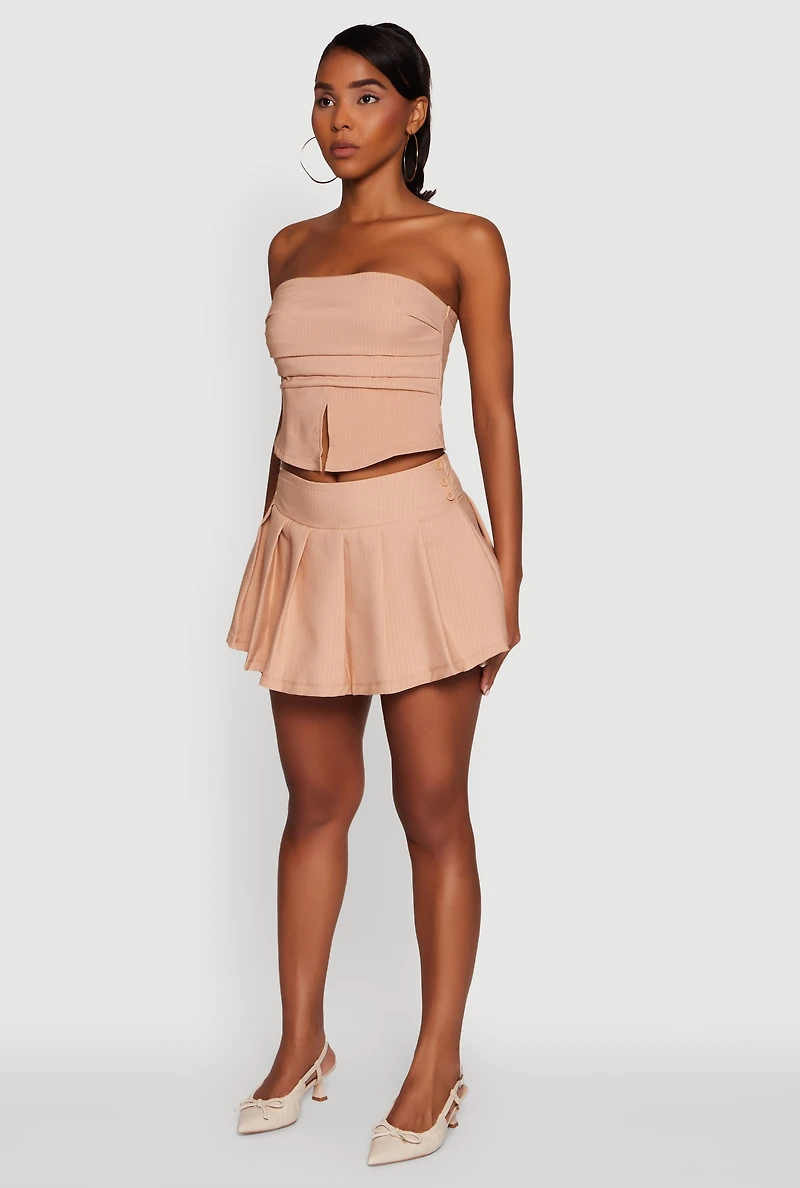 Womens Haute Monde Trendy Pinstripe Strapless Crop Top, M