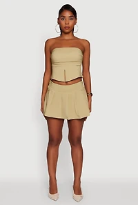 Womens Haute Monde Trendy Pinstripe Strapless Crop Top, Green, Size S