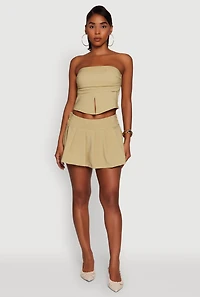 Womens Haute Monde Trendy Pinstripe Strapless Crop Top, Green, Size S