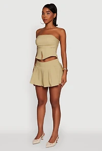 Womens Haute Monde Trendy Pinstripe Strapless Crop Top, Green, Size S