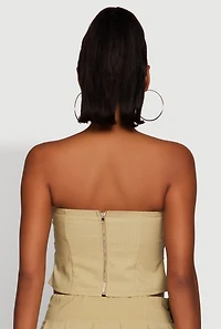 Womens Haute Monde Trendy Pinstripe Strapless Crop Top, Green, Size S
