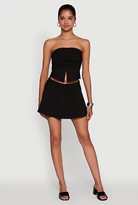 Womens Haute Monde Pinstripe Button Detail Pleated Skort, Black, Size M