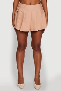 Womens Haute Monde Pinstripe Button Detail Pleated Skort, Khaki, Size S