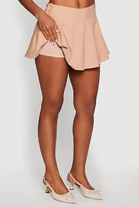 Womens Haute Monde Pinstripe Button Detail Pleated Skort, Khaki, Size S