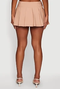 Womens Haute Monde Pinstripe Button Detail Pleated Skort, Khaki, Size L