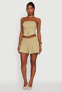 Womens Haute Monde Pinstripe Button Detail Pleated Skort, Green, Size S