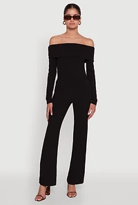 Womens Haute Monde Fold Over Off The Shoulder Top, Black, Size S