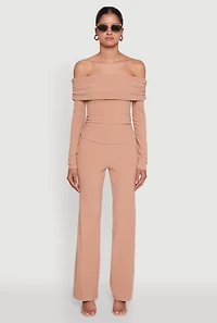 Womens Haute Monde Fold Over Off The Shoulder Top,